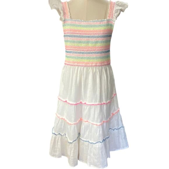Vineyard Vines Flutter Sleeve Smocked Tiered Linen Midi Dress White Size small - Picture 1 of 9